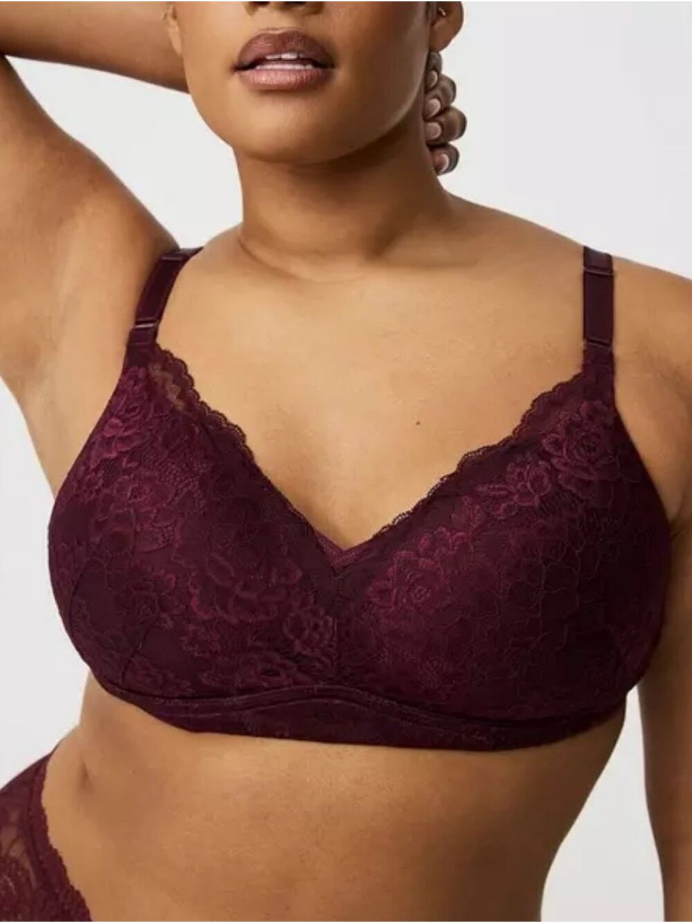 Torrid Dream Wire-Free Boost Push-Up Bra - Size 40dd - Maroon Red Lace Front